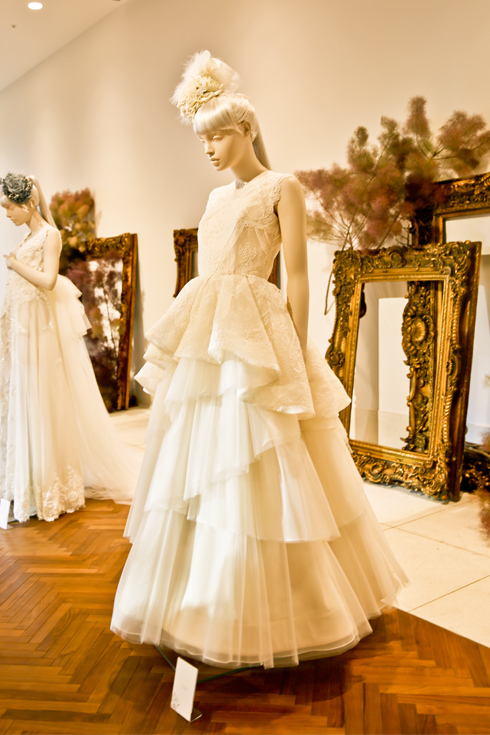 クラシカル 軽快 カラードレス ブルー 繊細レース ソフトチュール  